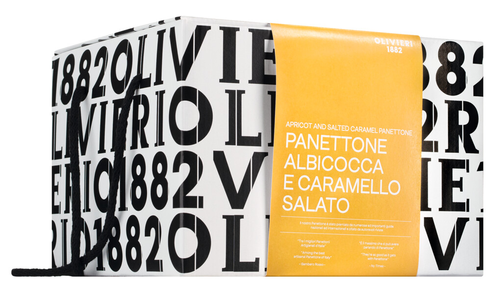Panettone Albicocca e Caramello Salato, gerkaka medh aprikosu og saltkaramellu, Olivieri 1882 - 1.000 gromm - Stykki