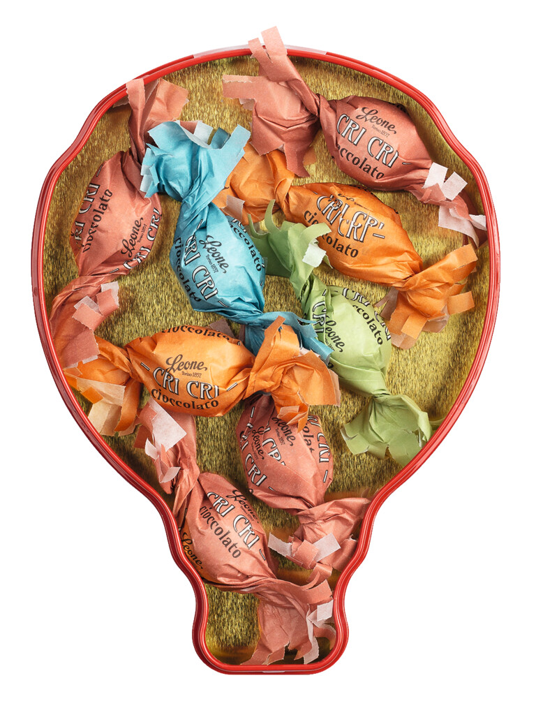 Heteluchtballon, hazelnoten omhuld met chocolade, zak, Leone - 60 gram - kan