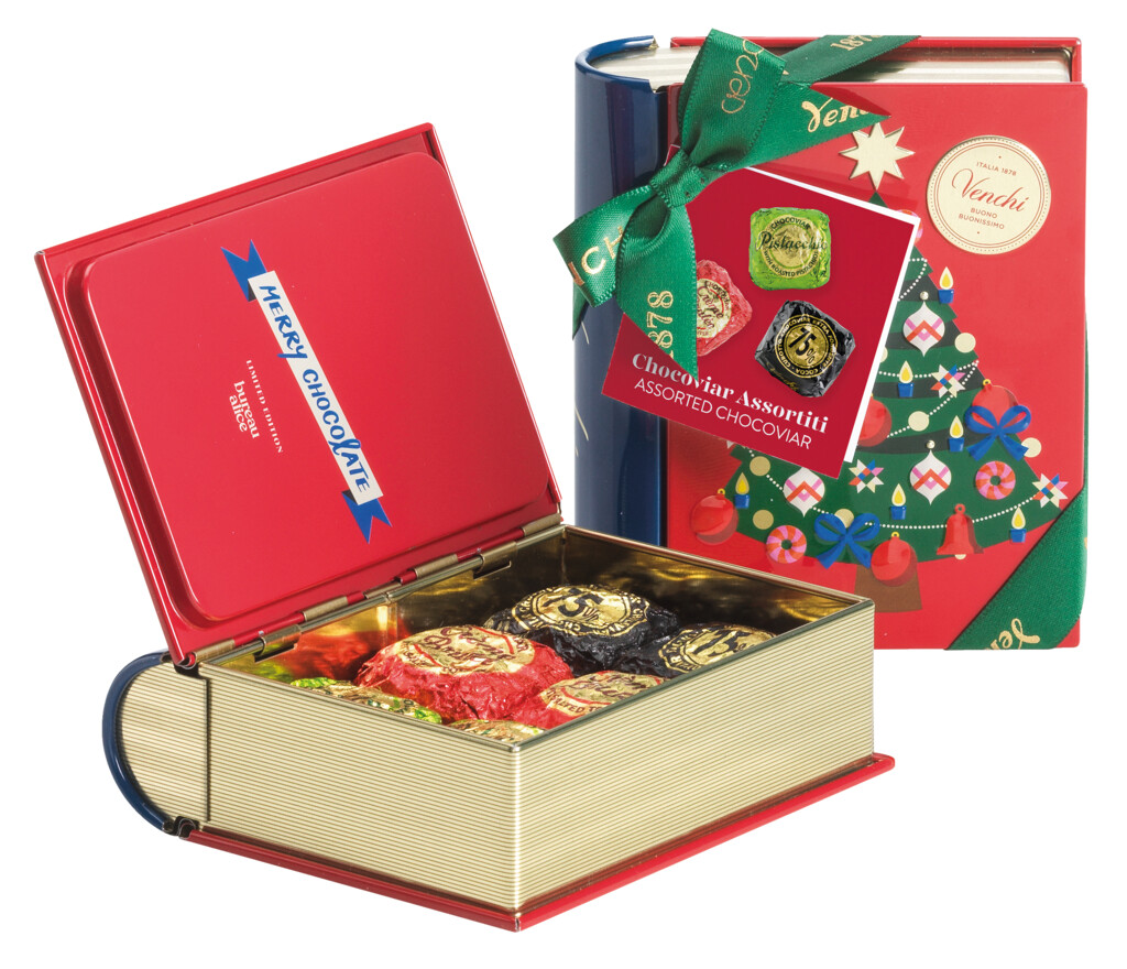 Mini llibre d`hivern Chocoviar, bombons variats en una caixa metal lica de Nadal, Venchi - 118 g - Peca