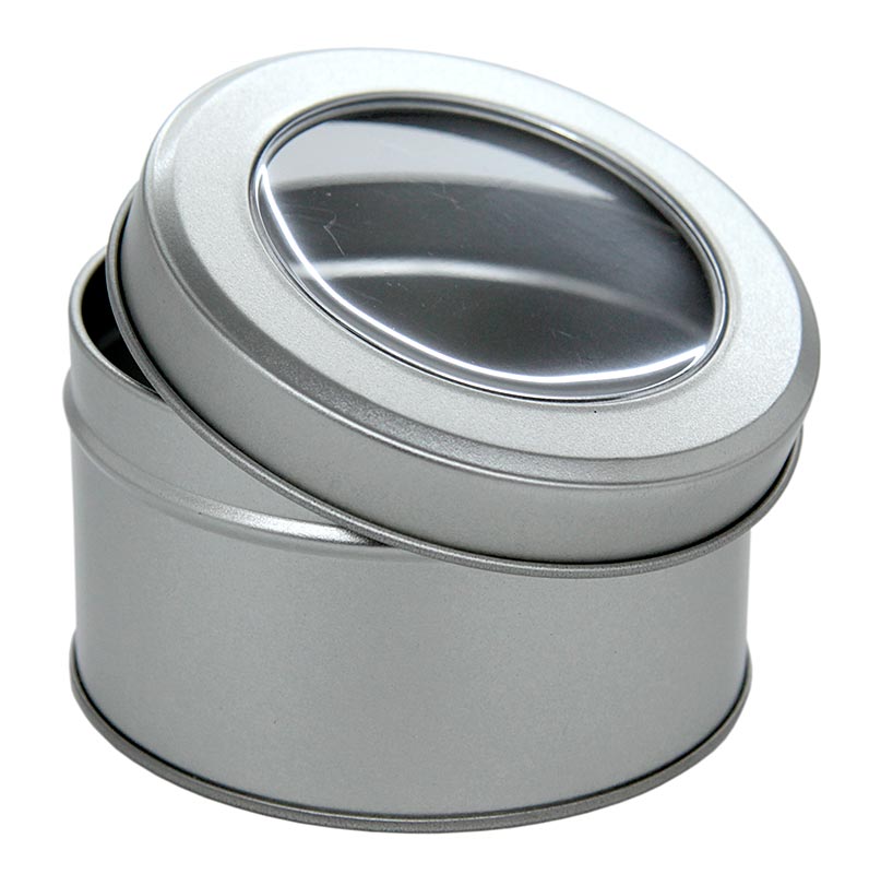 Metal box with window, Ø 86mm, 40mm high - 1 pc - loose