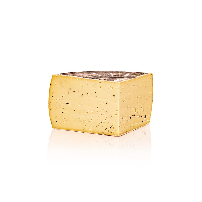 Spirit truffle, keju semi-keras dengan persiapan truffle, seperempat roti, organik - sekitar 1.000 gram - film