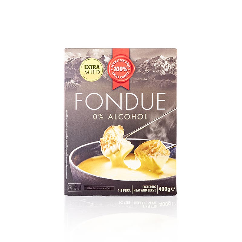 Fondue 0% alkohol, ekstra mild, tilberedning af ostefondue, alkoholfri - 400 g - pakke