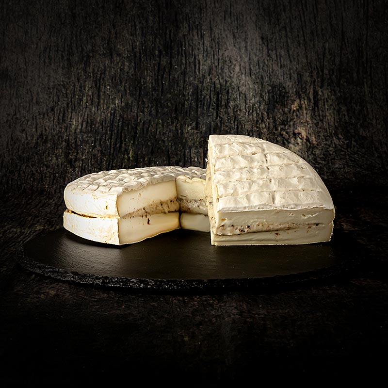 Kecskesajt brie szarvasgombaval, belga lagy sajttal, egesz sajtkoronggal, bio - kb. 1,6 kg - film