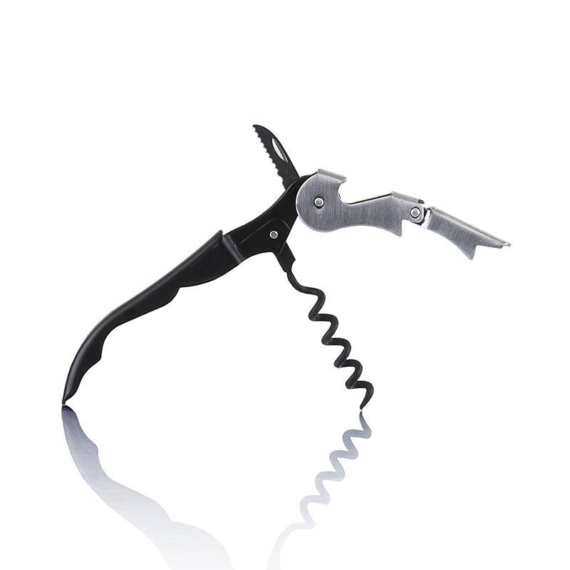 Couteau de sommelier, noir, pliant, tire-bouchon spirale en teflon - 1 pc - en vrac Couteau de sommelier, noir, pliant, tire-bouchon spirale en teflon - 1 pc - en vrac