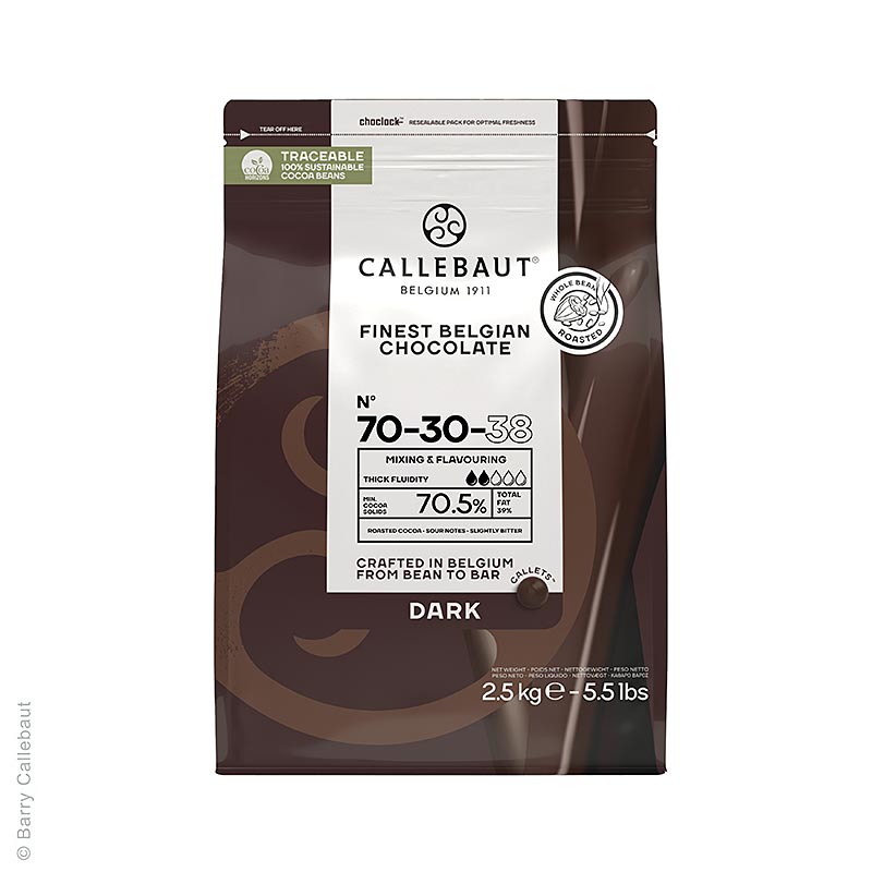 Tamna cokolada, 70/30, Callets, 70% kakaa, Callebaut - 2,5 kg - vrecica