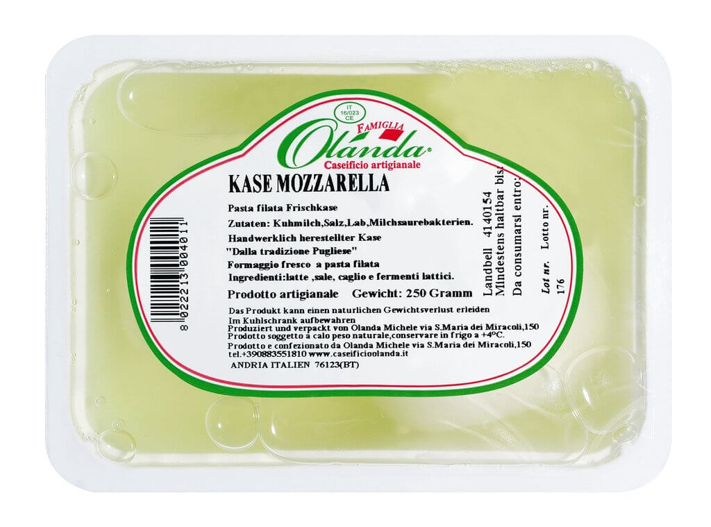 Mozzarella Fior di Latte, formatge fresc elaborat amb llet de vaca, Holanda - aprox. 250 g - kg Mozzarella Fior di Latte, formatge fresc elaborat amb llet de vaca, Holanda - aprox. 250 g - kg