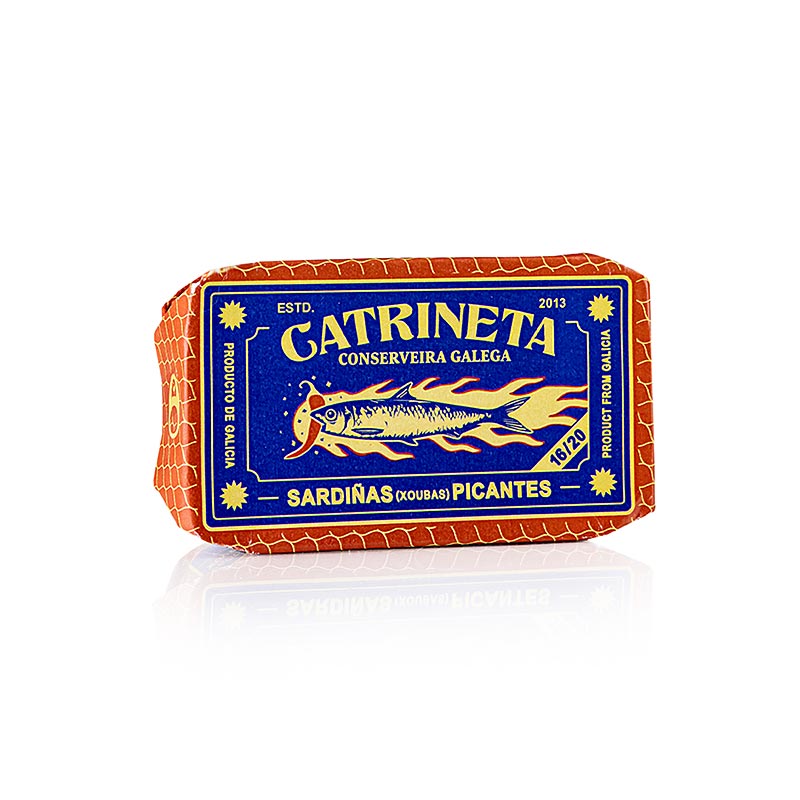 Sardine (sardinas picantes), utuh, dalam minyak zaitun dan cabai, Catrineta - 115 g - Bisa