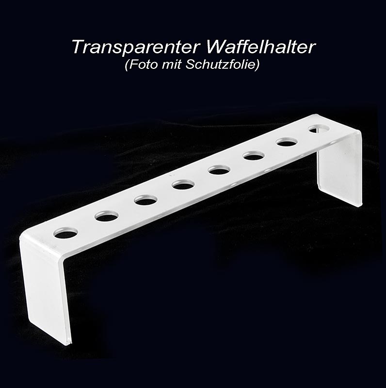 Mini wafelhoornhouder, lichtgrijs plexiglas, lang, voor 8 hoorntjes, Ø 2 cm - 1 st - los
