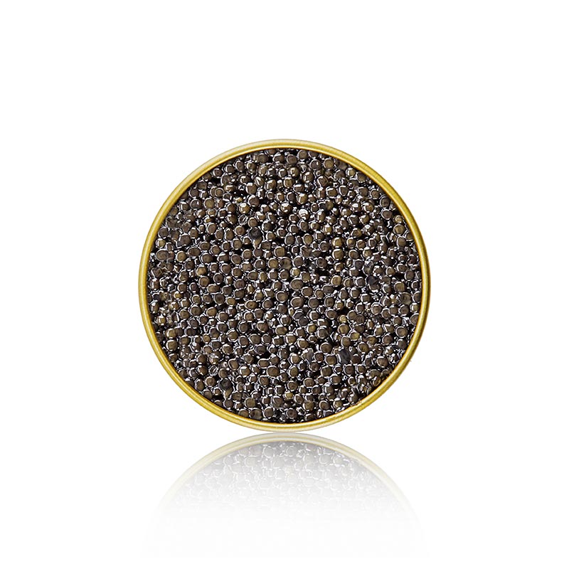 Sélection de caviar de l`esturgeon de Sibérie Acipenser baerii, aquaculture Chine - 50 grammes - Pouvez Sélection de caviar de l`esturgeon de Sibérie Acipenser baerii, aquaculture Chine - 50 grammes - Pouvez