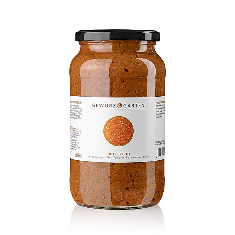 Spice Garden Czerwone pesto z dojrzewajacymi w sloncu pomidorami i czarnymi oliwkami - 900ml - Szklo