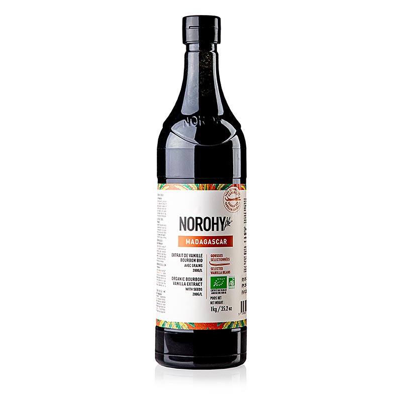 Norohy - Ekstrak vanili dari Madagaskar, dengan biji, organik - 1 kg - Botol PE