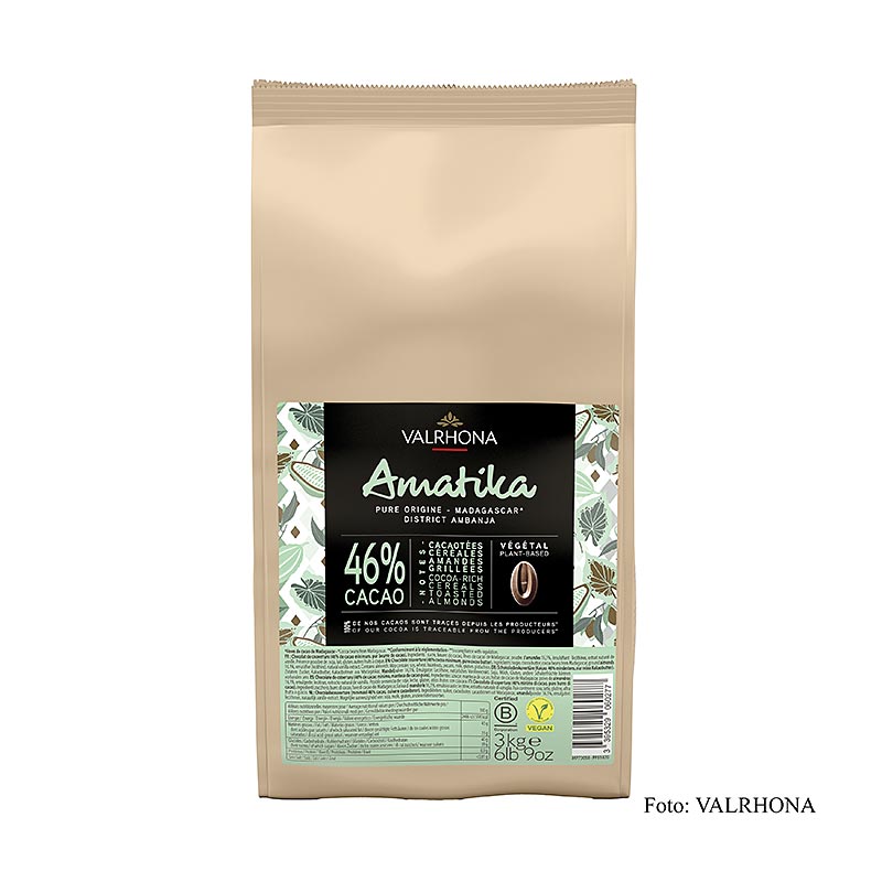 Valrhona AMATIKA, VEGAN dokkt hjup, 46% kako (51470) - 3 kg - taska
