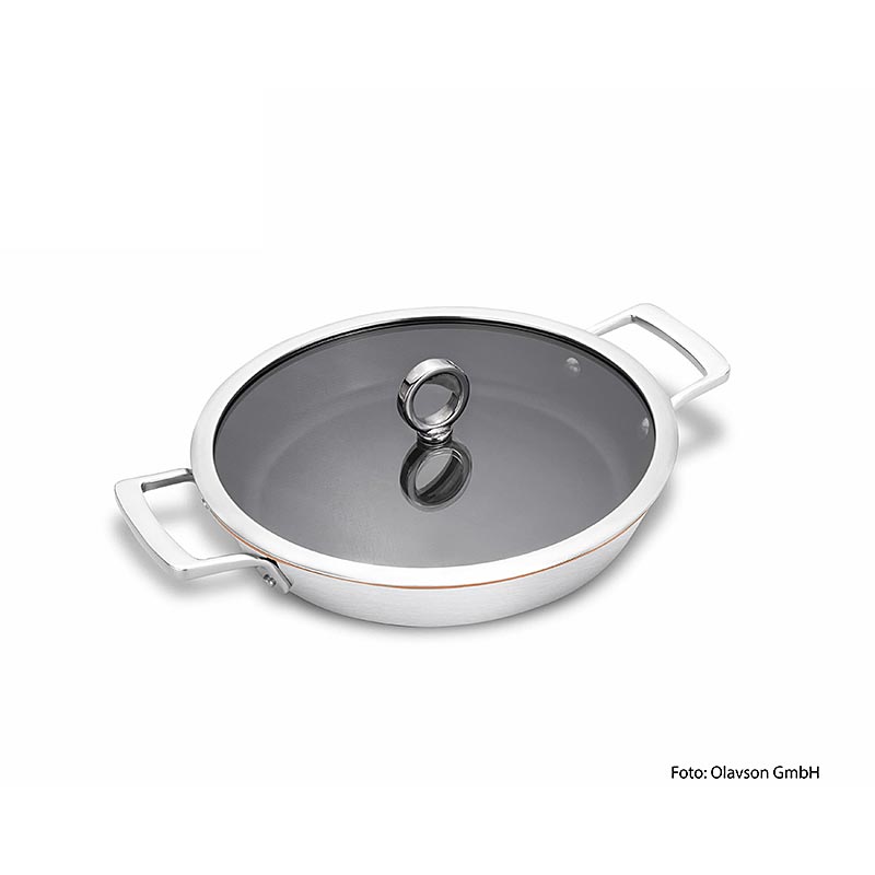 Padella Olavson con nucleo in rame e coperchio, rivestita, 26 cm, adatta a vari piani cottura - 1 pezzo - Cartone