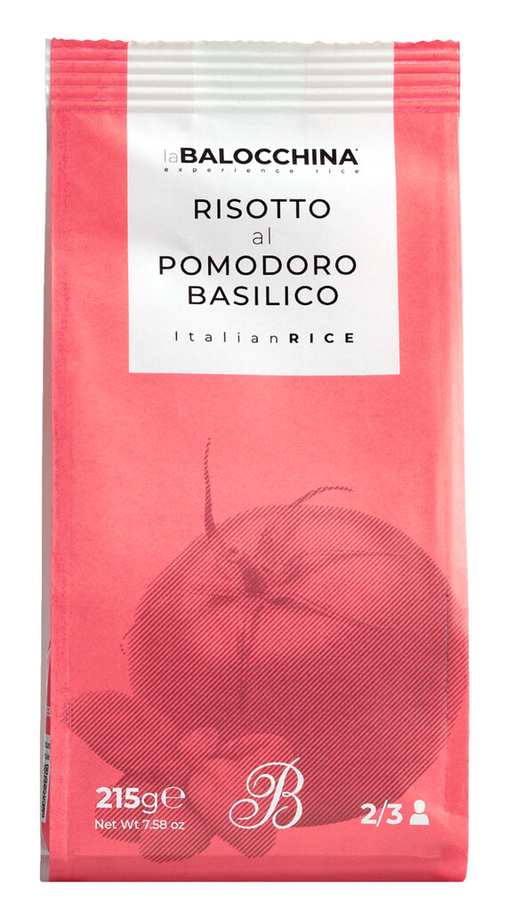 Risotto pomodoro e basilico, risotto dengan tomat dan basil, La Balocchina - 215 g - mengemas