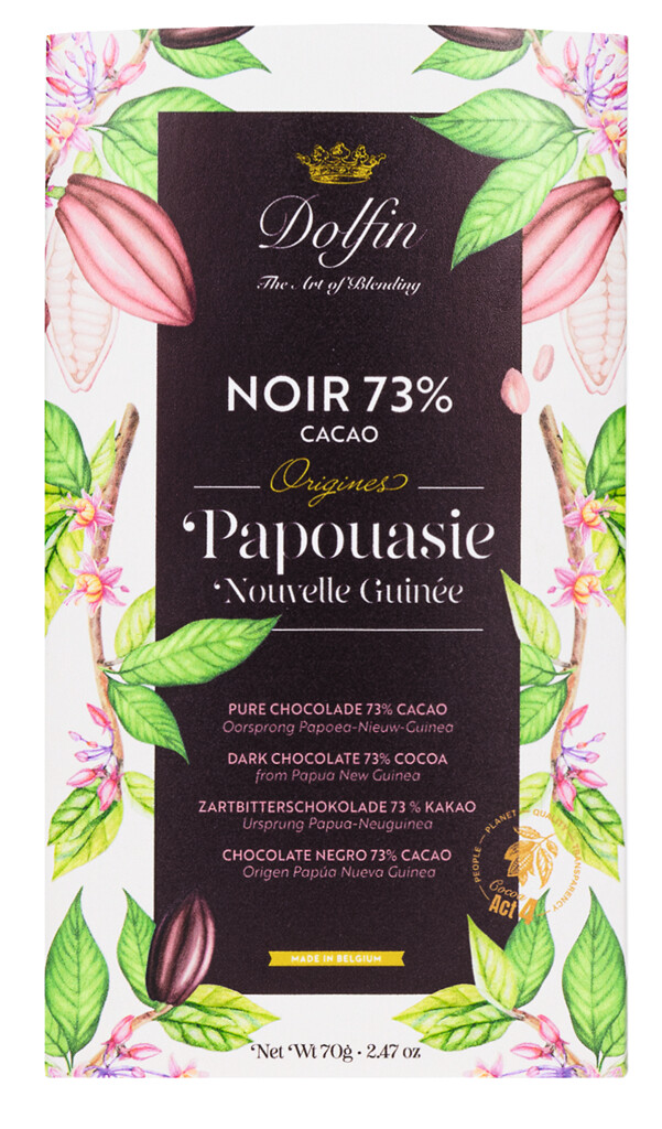 Tableta, Noir Papouasie Nouvelle Guinee 73%, baton de ciocolata, intuneric Papua Noua Guinee 73%, Dolfin - 70 g - Bucata