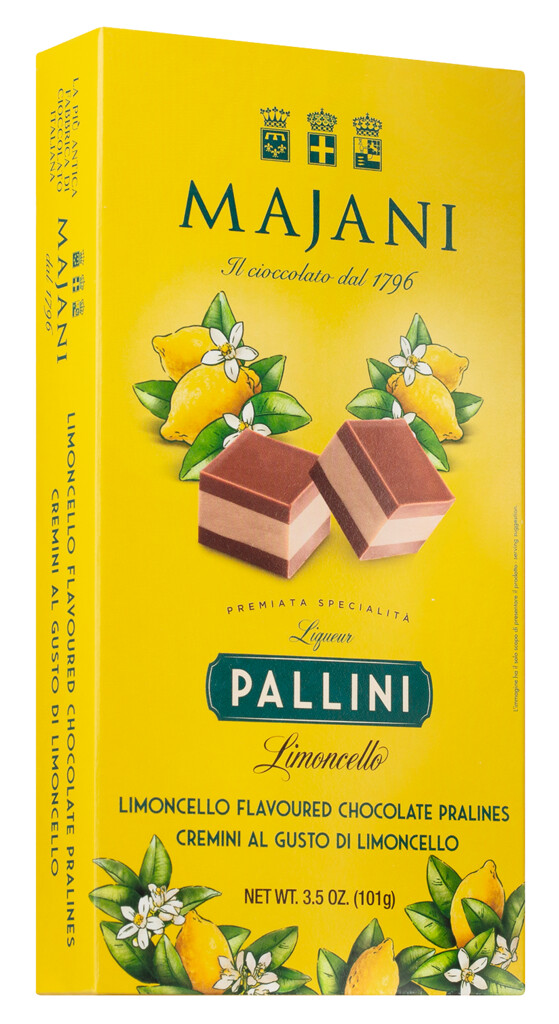 10 Dadi Limoncello, praline en capas con crema de avellana y cacao, Limoncello, Majani - 101 gramos - Pedazo
