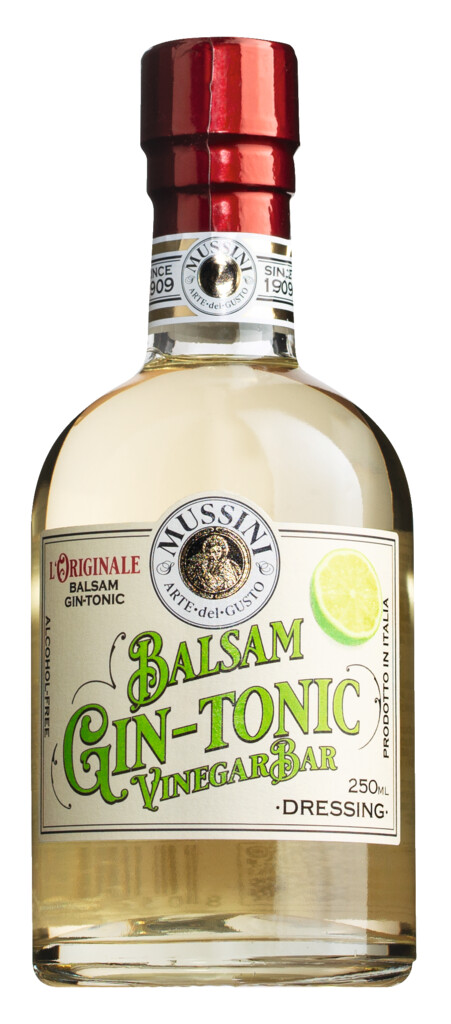 Balzamikovy gin s tonikom, balzamikovy dresing s prichutou ginu s tonikom, Mussini - 250 ml - Flasa