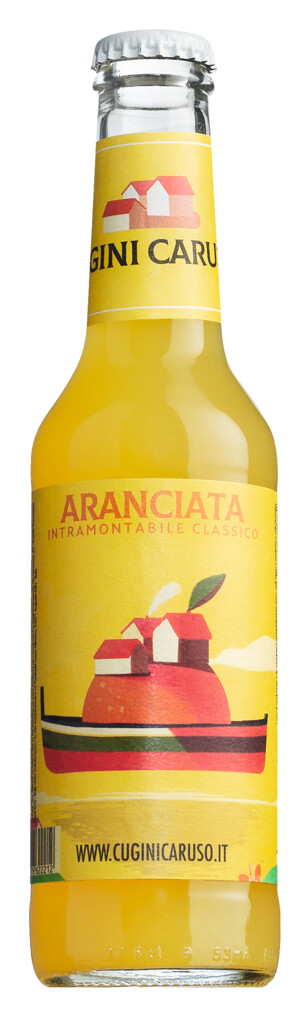 Aranciata, pomarancna limonada, Cugini Caruso - 0,275 l - Steklenica