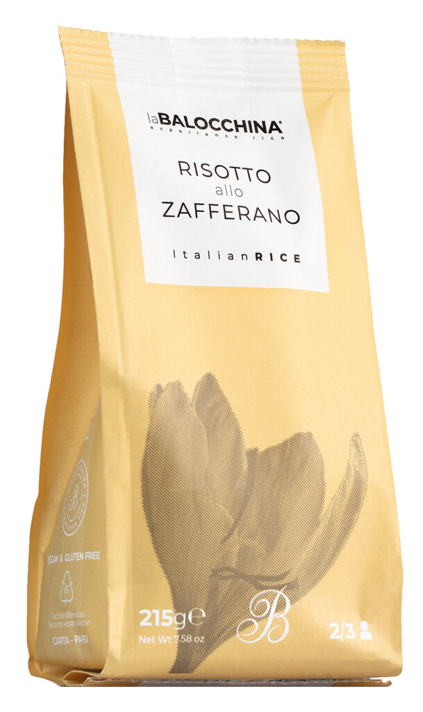 Risotto allo zafferano, risotto con azafran, La Balocchina - 215 gramos - embalar