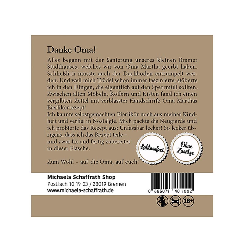 Michaela Schaffrath Vanilla Eggnog, jajcni liker, 20% vol. - 50 ml - Steklenica