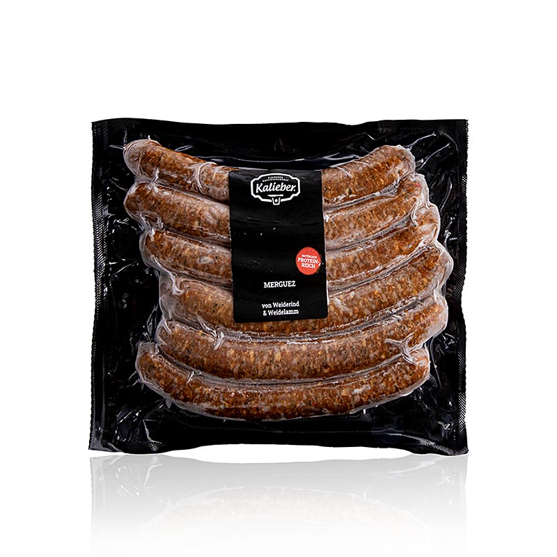 Merguez, saucisse a base de boeuf et d`agneau, saucisse grillee crue, calibre - 300 g, 6 pieces - vide