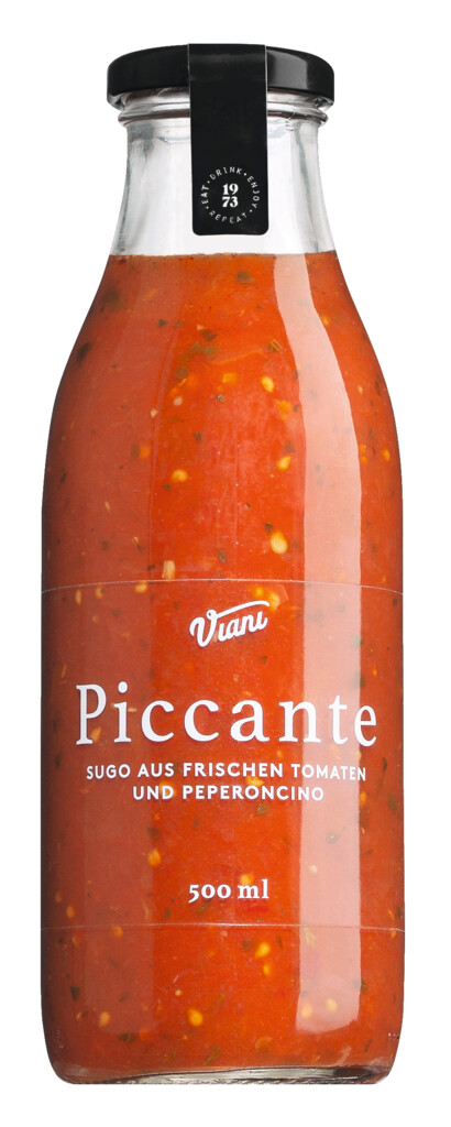 PICCANTE- Sugo all`arrabbiata, tomatsauce med chili, Viani - 500 ml - flaske