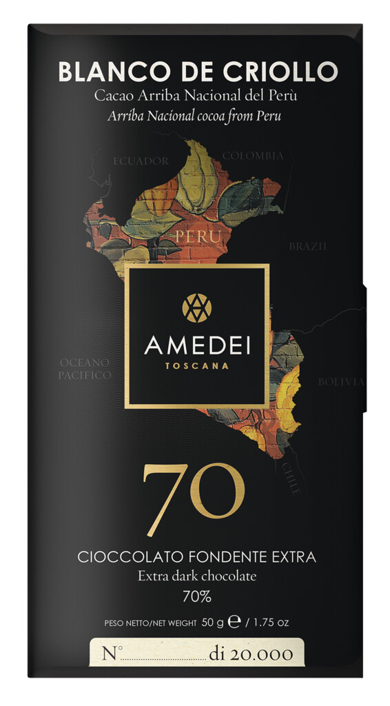 Blanco de Criollo, 70%, limitato, mork choklad, 70%, begransad, Amedei - 50 g - svarta tavlan