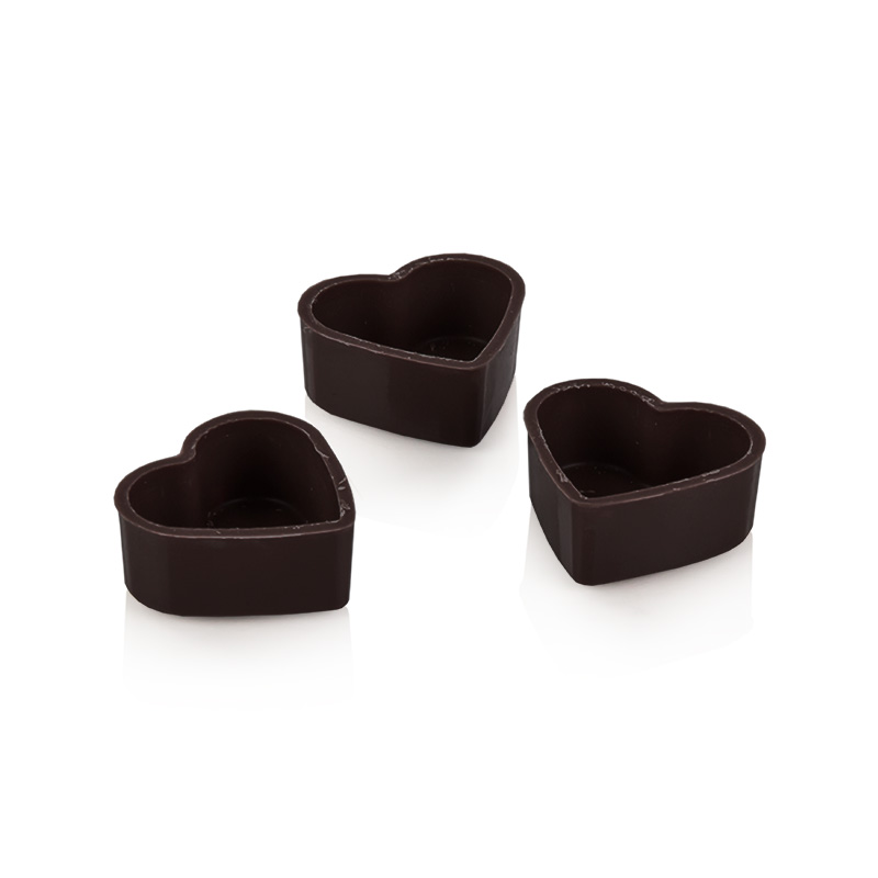 Chocolates - Heart-shaped bowls, dark, 29x33x13mm, Laderach (1000 0296) - 2.352 kg, 784 pieces - Cardboard
