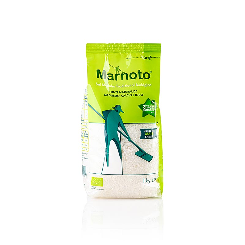 Sal Marinho Tradicional Havsalt, medium, hvidt, fugtigt, Marnoto, oekologisk - 500 g - taske