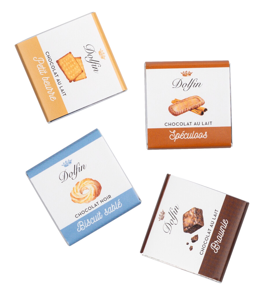 Carre 24, confezione regalo, biscotti, assortimento di 24 Napolitains, biscotti, Dolfin - 108 grammi - pacchetto