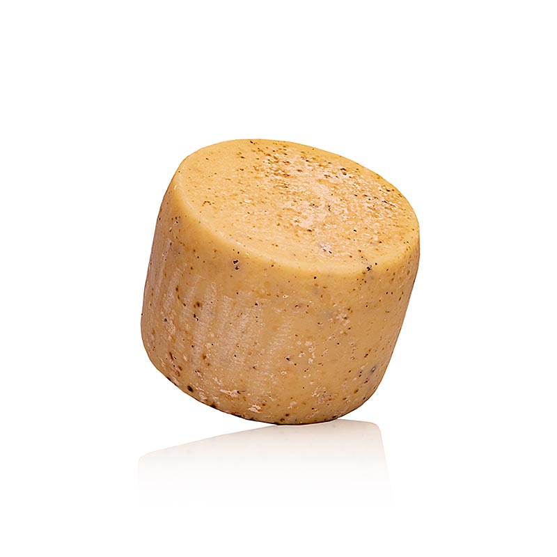 Pecorino al Tartufo, sheep`s milk hard cheese with truffles, whole wheel, organic - approx. 3 kg - film
