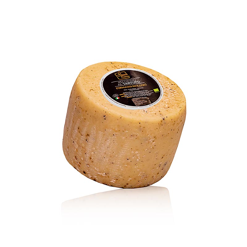 Pecorino al Tartufo, queijo duro de leite de ovelha com trufas, peca inteira, organico - aproximadamente 3 kg - filme