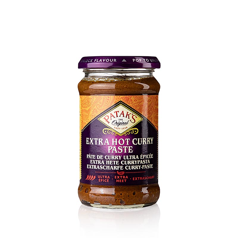 Pate de Curry Extra Forte, rouge, epicee, Patak`s - 283g - Verre