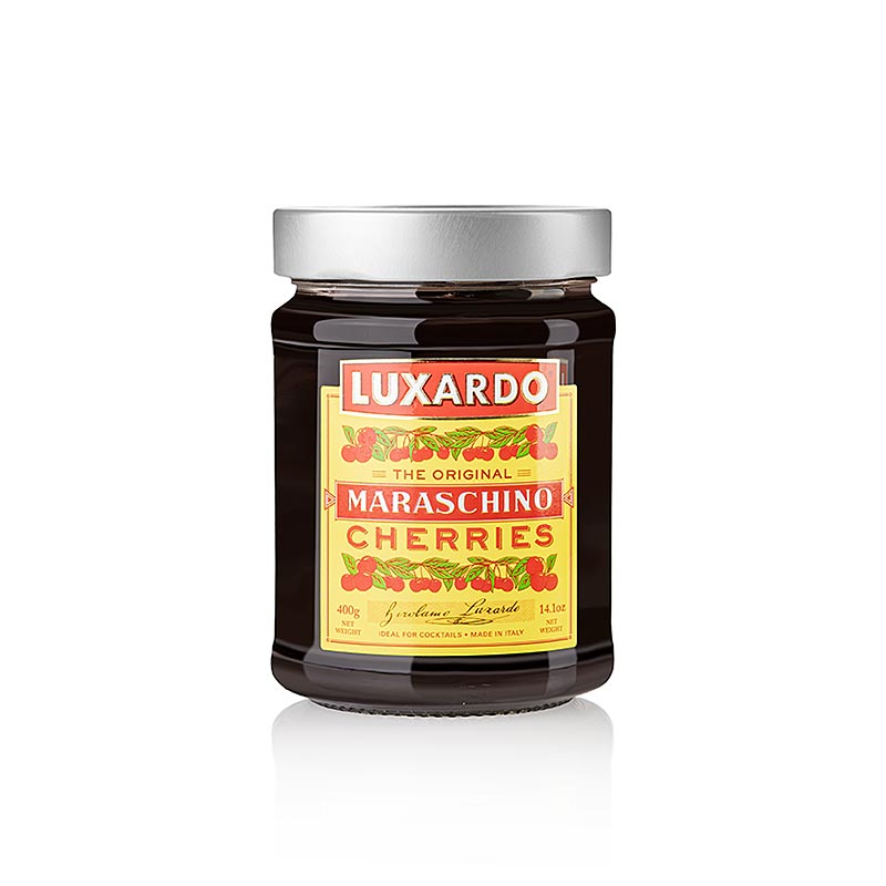 Ceri Amarena yang diawet, Maraschino, Luxarado - 400 g - Kaca