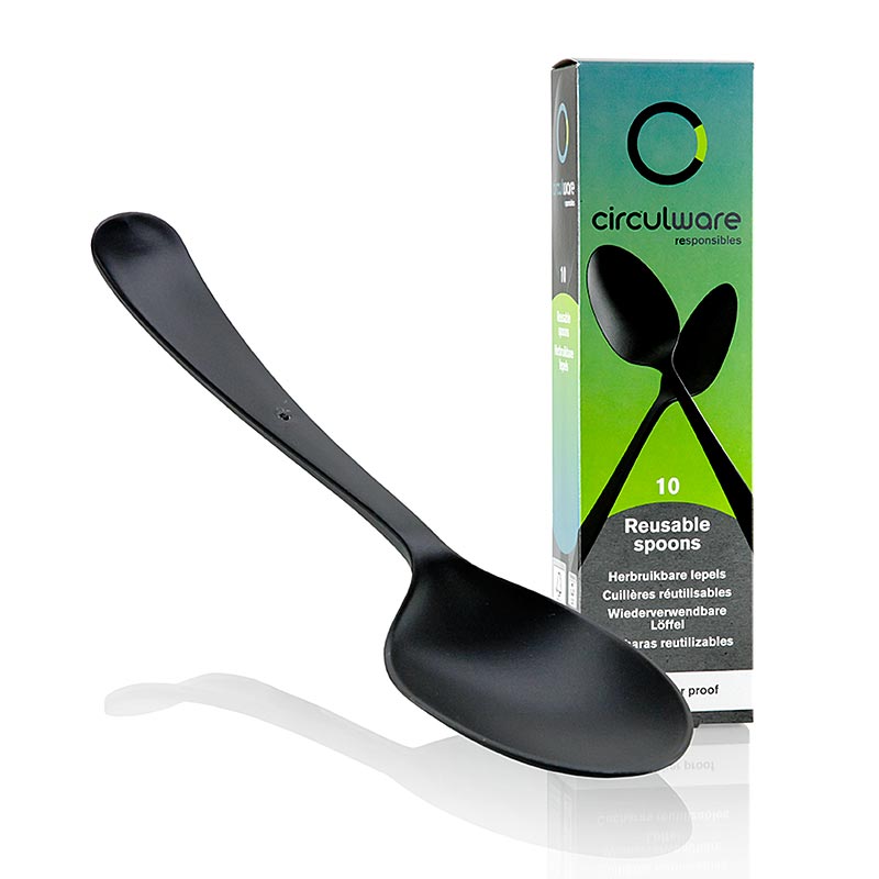 Haval Circulware Genanvendelig Ske, 19 cm, sort, ekstra staerk, PP - MF - 10 stykker - boks