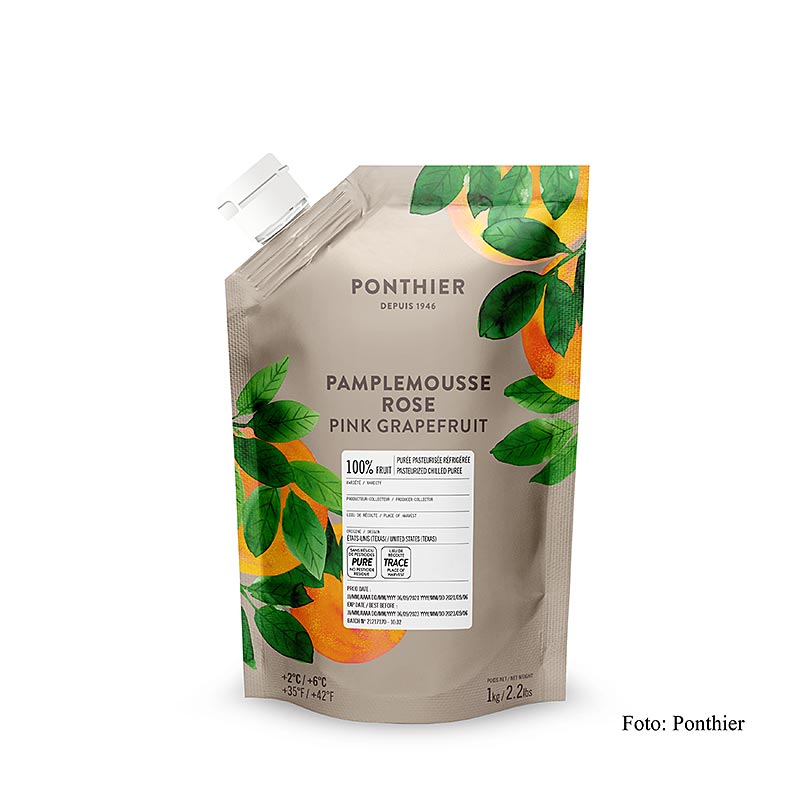 Puree-Pink greippi, 100% hedelma, makeuttamaton Ponthier - 1 kg - laukku
