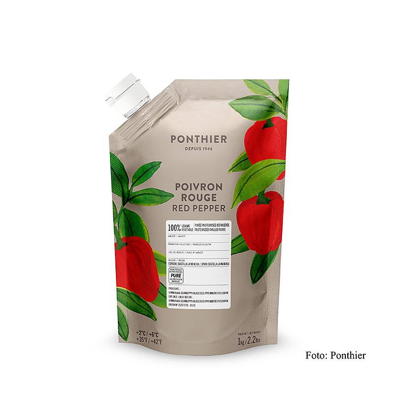 Pure Ponthier - pimiento rojo, 100% vegetales, sin azucar - 1 kg - bolsa