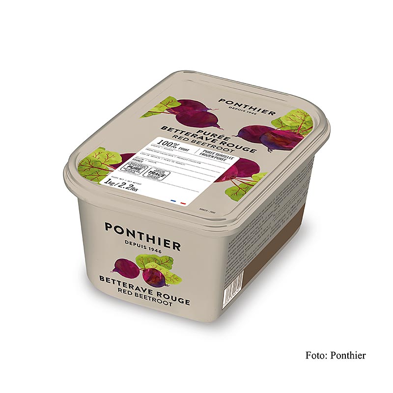 Piure Ponthier - Sfecla rosie, 100% vegetal, fara zahar - 1 kg - Carcasa din PE