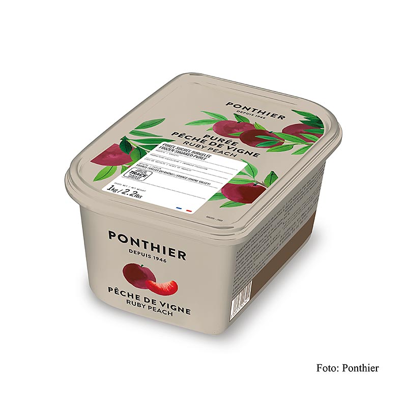Puree- vingardsfersken, med sukker, Ponthier - 1 kg - PE-skall