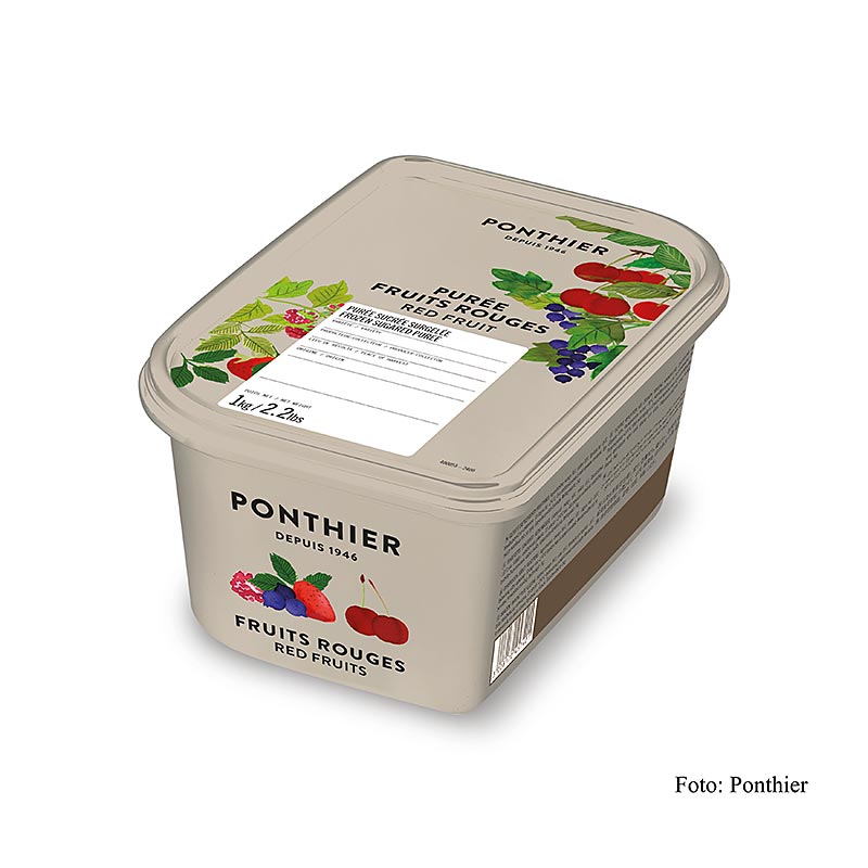Pure frutash te kuqe Ponthier, me sheqer - 1 kg - Guaske PE