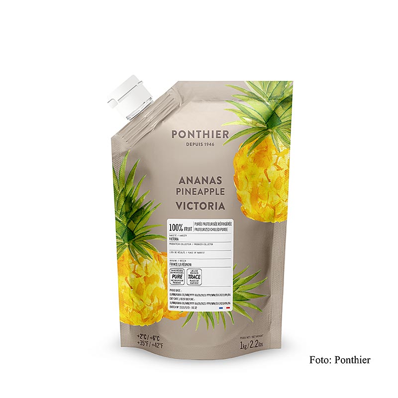Ponthier puresi - Victoria ananas cesidi, %100 meyve, sekersiz - 1 kg - canta