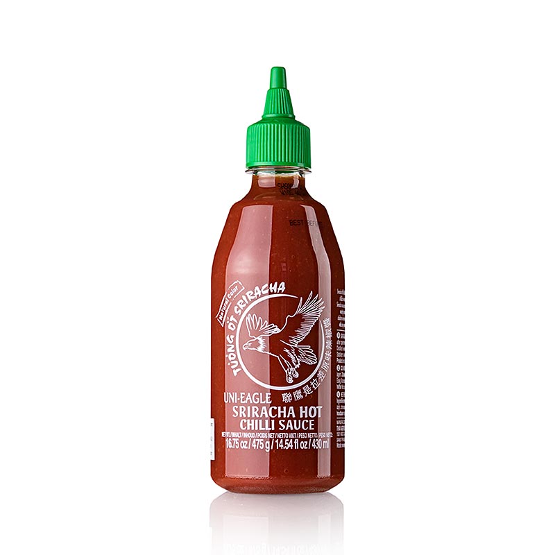 Salsa chili - Sriracha, piccante, con aglio, bottiglia comprimibile, Uni - Eagle - 430ml - bottiglia in PE