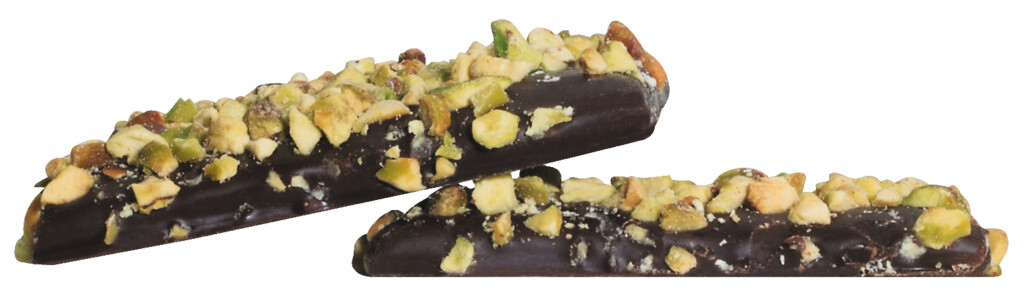 Parrilladas de caramelo y chocolate negro con pistachos, caramelo de mantequilla salada con pistachos, Dolfin - 45g - embalar