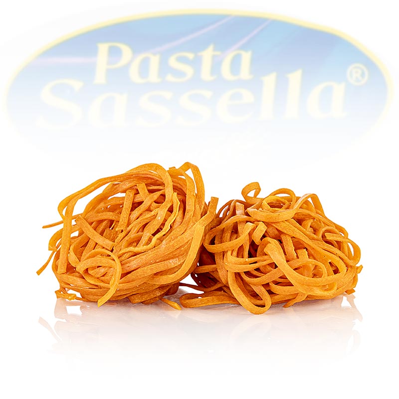 Tagliarini frescos con tomate, rojos, tagliatelle, 3 mm, Pasta Sassella - 500g - bolsa