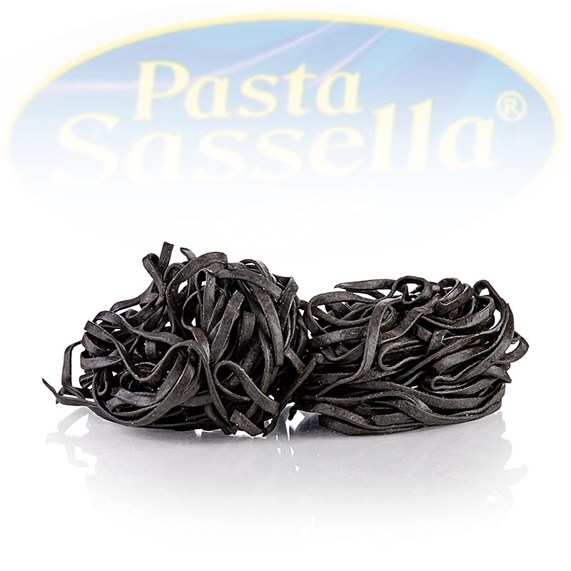 Tagliarini i fresket me boje sepia, e zeze, tagliatelle, 4mm, pasta Sassella - 500 gr - cante