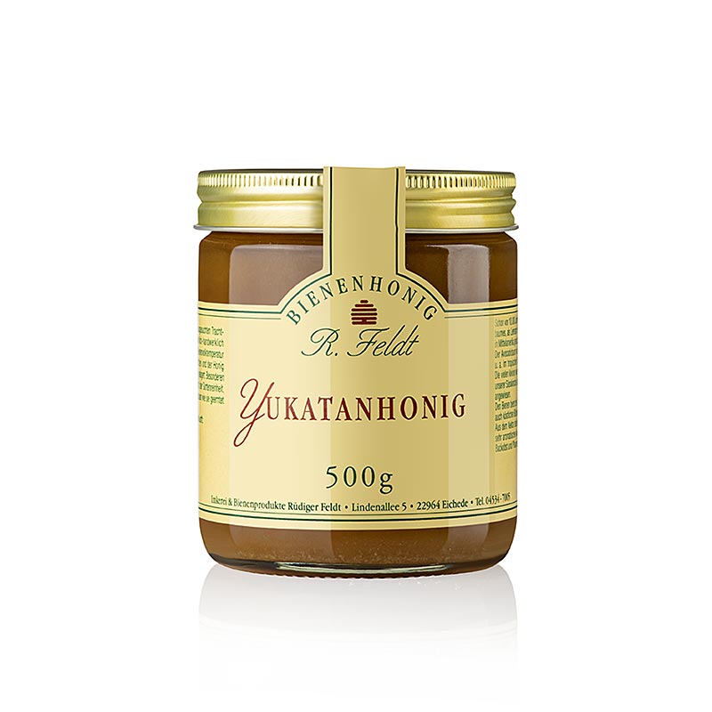 Yucatansky med, Mexiko, kremovy, tropicky, s vuni seriku, Feldt Beekeeping - 500 g - Sklenka