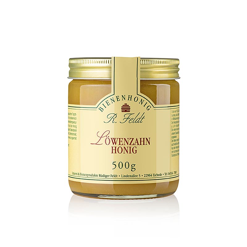 Paardenbloemhoning, Duitsland, donkergeel, romig, mild en kruidig, aromatisch, Feldt Apiary - 500g - Glas