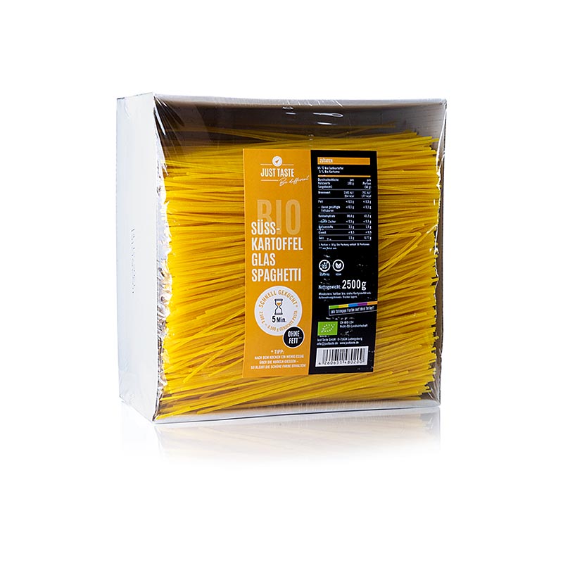 Spaghetti di patate dolci gialle Just Taste, senza glutine, biologici - 2,5 kg - Cartone