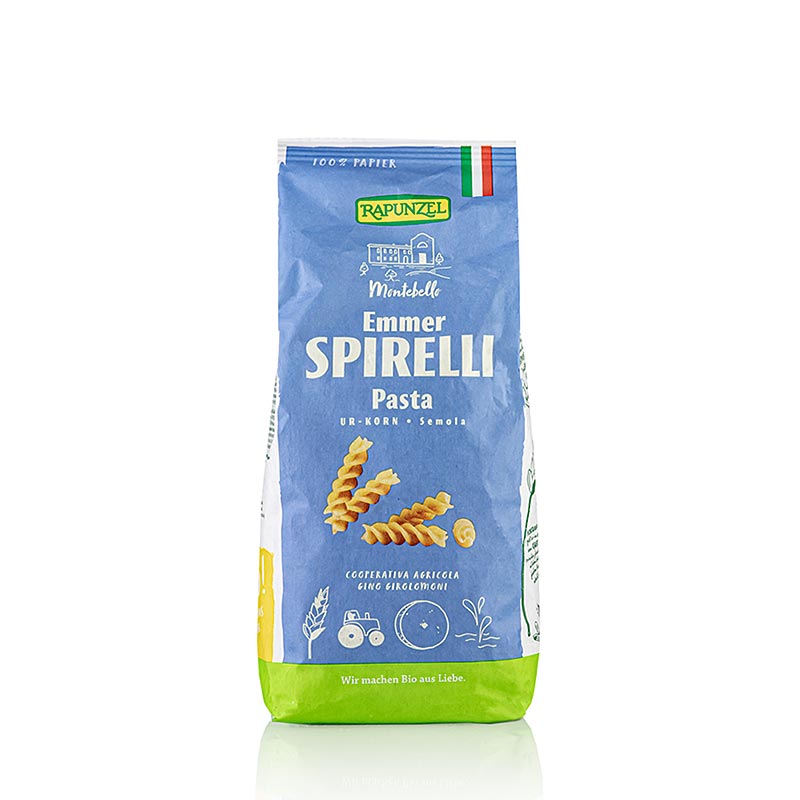 Rapunzel, Emmer Nudler - Spirelli, Semola, OEKOLOGISK - 500 g - bag