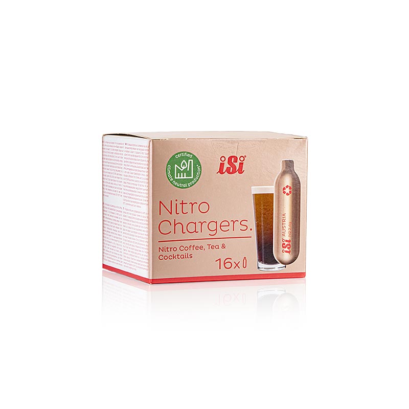 Engangs nitrokapsler, for Nitro Cold Brew Coffee (rent nitrogen), iSi - 16 stykker - Kartong